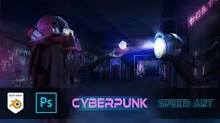 Creating CYBERPUNK CHARACTER Concept Art in Blender and Photoshop