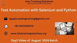 Selenium and Python Day 1 Video On 23rd August 2024 Call or WhatsApp us on +91-8019952427 to Enroll.