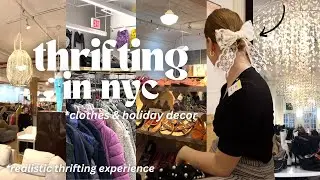 Thrift shopping for cheap clothes & apartment holiday decor in NYC. A vlog.