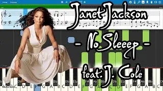 Janet Jackson - No Sleeep feat. J. Cole [Piano Tutorial | Sheets | MIDI] Synthesia