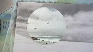 Грозовые тучи над морем на марле акварелью.