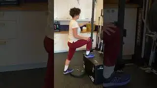 Negative box assisted calf raise with knee straight