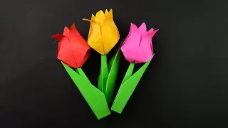 How to make a paper tulip. ORIGAMI TUTORIAL DIY