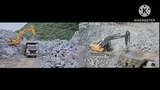 Komatsu PC210-10  and Hyundai 220  Loading Tipper | Quarry Application #komatsupc210 #hyundai220