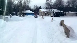 Расчистка снега квадроциклом!!!!все ж не лопатой!!!!