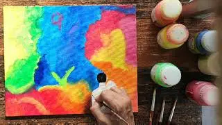 Blending of Acrylics.. Couple Painting with Colorful Background