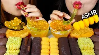 ASMR CHOCOLATE CAKE, POPPING BOBA, JELLY STRAWS, PINEAPPLE GUMMY CANDY 리얼사운드 먹방 | Kim&Liz ASMR