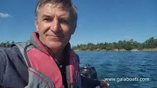 GALA Challenger C380 inflatable canoe with Tohatsu outboard motor 3 5HP speed test.