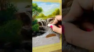 Waterfall painting / Soft pastel / Subscribe 💖 #shorts