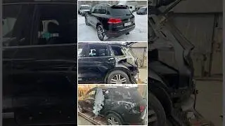 Volkswagen Touareg замена заднего левого крыла. Замена двери на б/у и окраска крышки багажника.