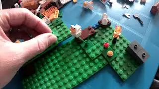 Assembling Minecraft Lego chicken set 21140