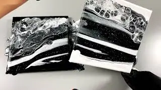 Mesmerizing Black & White Acrylic Pouring! 🎨✨ Watch the Magic Unfold! #AcrylicArt