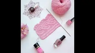 Вяжем кружево на спицах.  Узор с листьями.