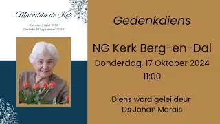 Gedenkdiens Mathilda de Kok, Donderdag, 17 Oktober 2024, 11:00