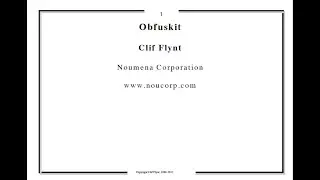 ObfusKit presented by Clif Flynt - The S&T 2020 Conference