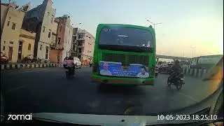 Close call: Biker’s miraculously escapes from DTC Bus crush, luck or talent? #dashcam #bike #crash