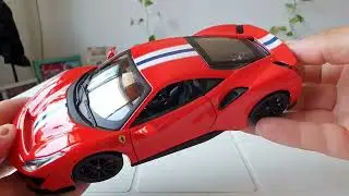 Unboxing da miniatura ferrari 488 pista  escala 1/24 Burago