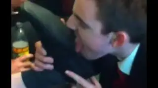 boy licks shoe