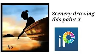scenery sunset with boat drawing /Ibis paint X