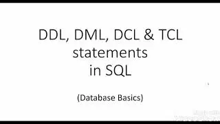 DDL, DML, DCL, TCL ADBMS