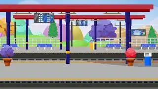 🚂 Cartoon Train Station - Free Cartoon Background Loop without Train Type B1