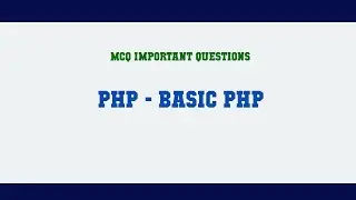 PHP - Basic PHP MCQ Questions