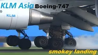 PH-BFY KLM Asia 747 smooth landing 36R Schiphol