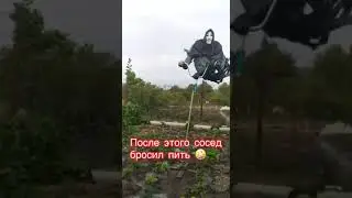 Ну очень страшное пугало в огороде 😨😨😨