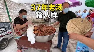 济南夫妻37年老汤做卤肉，4点出摊2点排队，一盆300斤一会就卖完