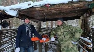 УШЛИ НА ИЗБУШКУ В ЛЕС . КОНТРОЛЬНАЯ ЗАГОТОВКА ДРОВ НА ЗИМУ ИЗ ВАЛЕЖНИКА .