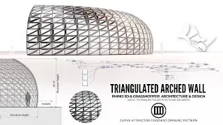 Grasshopper & Rhino how to create triangulated subdivisions with curve attractor gradient pattern