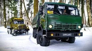 Камаз vs ЗиЛ-131 по Снегу. Радиоуправляемые Модели Грузовиков в масштабе 1/10