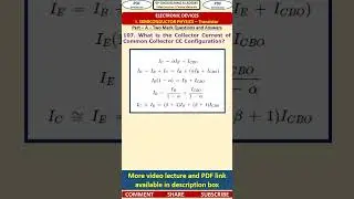 107ED  Semiconductor Physics  BJT - Questions  Common Collector CC Configuration - Collector Current