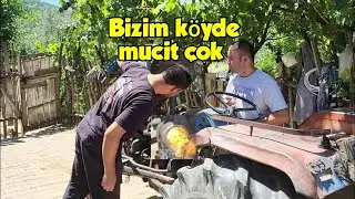 Çalışmayan traktör böyle çalıştırılabilir, alev çıkartarak çalışıyor