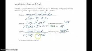 MATH 151 Module 5.1 Marginal Cost, Revenue, & Profit