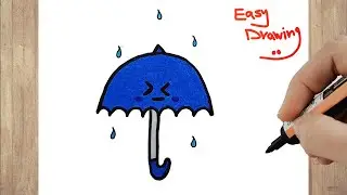 How to draw a cute umbrella step by step | DRAWING A CUTE  UMBRELLA EASY