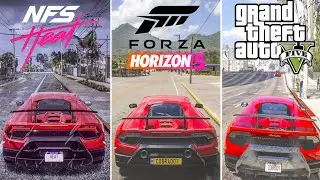 Lamborghini Huracan Comparison GTA5 Vs FH5 Vs NFS Heat