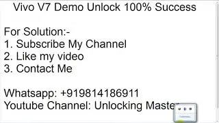 Vivo V7 (1718) Demo Unlock Solution | Vivo V7 (1718) Qcn File | 10000%