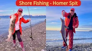 Shore Fishing & Camping at the Homer Spit Alaska | Shark | Cod | Sculpin