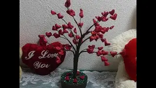 DIY! Подарок на  День Святого Валентина! Дерево из бумажных сердец! Подробный Мастер Класс!