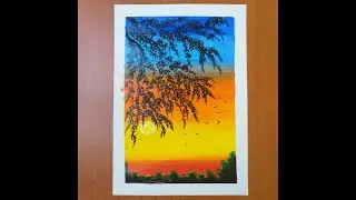 Beautiful Sunshine sky painting#Acrylic drawing