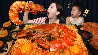 초대왕 새우로 만드는 역대급 새우라면 먹방 🦐 해물라면 특별레시피 까지! Giant King Tiger Shrimp Ramyun Mukbang ASMR Sssoyoung