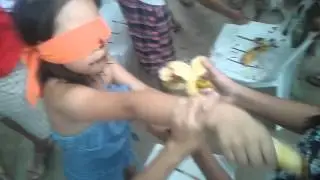 carla maigne/ eating banana w/ chocolate syrup ( reunion 2015)