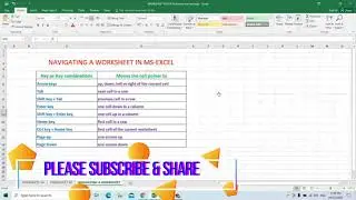 HOW TO MOVE CELL POINTER OR NAVIGATE CELLS IN EXCEL WORK SHEET | COMPUTER BASICS TUTORIALS FOR EXCEL
