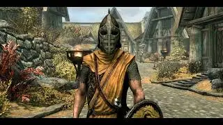 The Wizard Chris Jericho throws a fireball in the face of a guard in Whiterun (Skyrim)