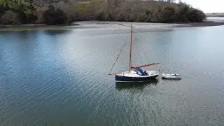 Drone flight up the Upper reaches of the River Fal, from a Shrimper 19