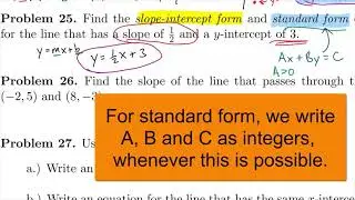 Preparing for Algebra 2 - Problem 25: Slope-Intercept and Standard Forms