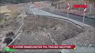 TEHLİKE BÜYÜK: OKUL SERVİSLERİNİN DE KULLANDIĞI YOL 4 AYDIR ONARILMADI!