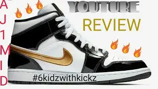 Air Jordan 1 mid PATENT LEATHER ( gold, black, White)