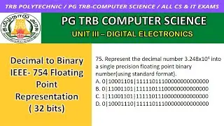 Decimal to Binary IEEE- 754 Floating Point Representation Tamil / PGTRB ComputerScience / PGTRB CS